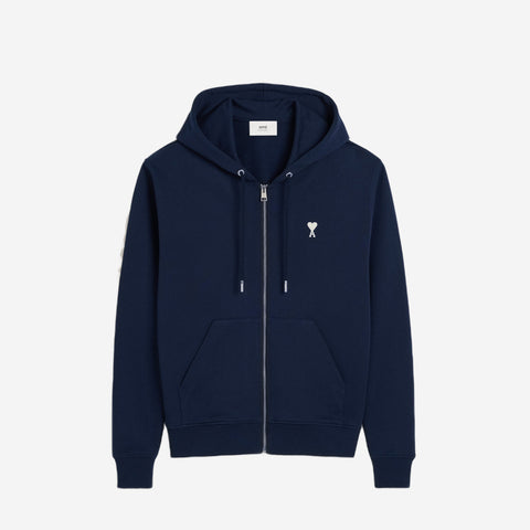 AMI PARIS NIGHT BLUE AMI DE COEUR ZIP HOODIE