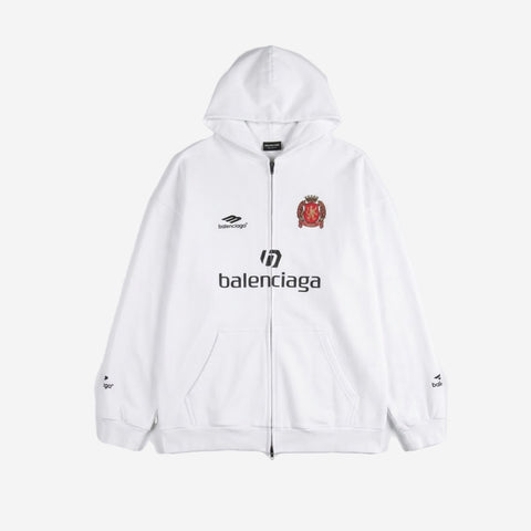 BALENCIAGA SOCCER ZIP HOODIE WHITE