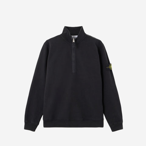 STONE ISLAND HALF ZIP SWEATSHIRT BLACK