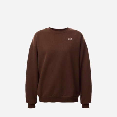 ALO YOGA ACCOLADE CREW NECK PULLOVER BROWNSTONE