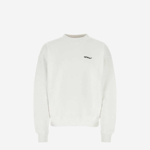 Off-White Brushed Cotton ARROW Embroidered Sweatshirt
