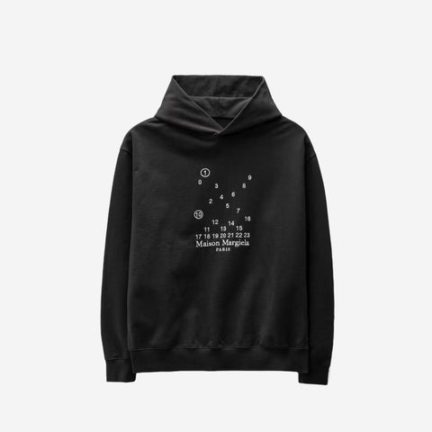 MAISON MARGIELA Numbers Logo Hoodie Black