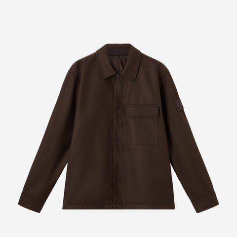 STONE ISLAND GHOST WOOL OVERSHIRT BROWN