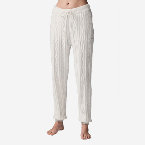 ALO YOGA Cable Knit Winter Bliss Pants white
