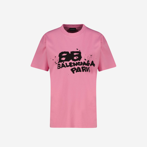 Balenciaga Logo cotton t-shirt Pink