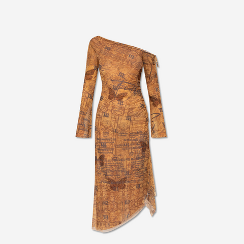 Misbhv Graphic Printed Asymmetric Midi Dress