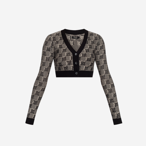 MISBHV Silk Wool Knitted Monogram Cropped Cardigan
