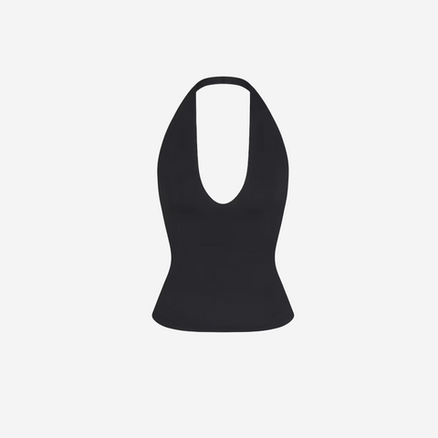 SKIMS SMOOTH LAYERS HALTER TOP OBSIDIAN
