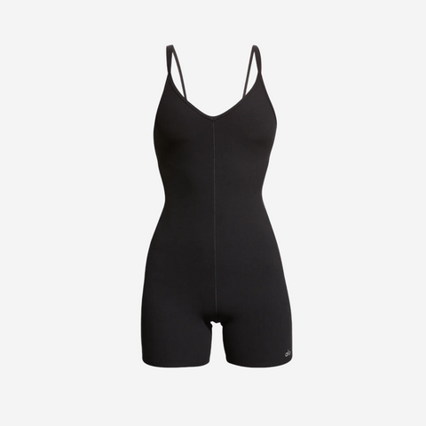 alo yoga Seamless Ribbed Favorite Onesie black